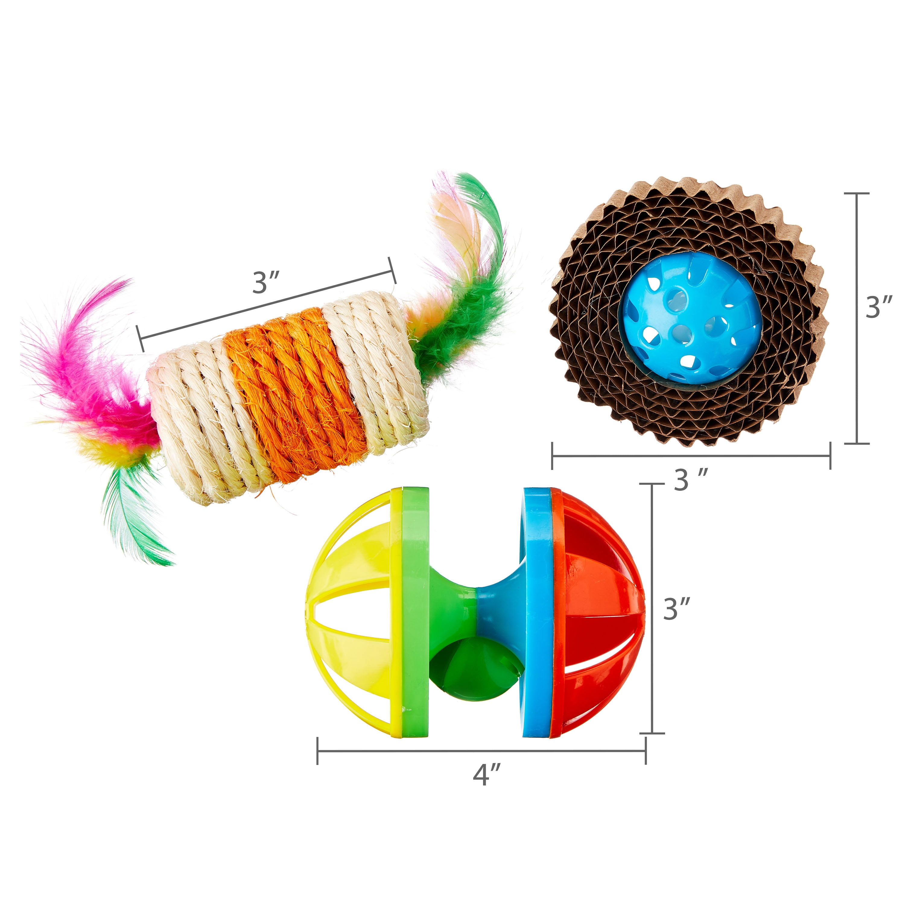Vibrant Life Rattle, Roll and Scratch Cat Toys, 3 Pack
