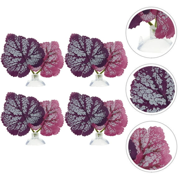 MUSEYA 4pcs Betta Fish Tank Accessories Plastic Purple for Fish Resting and Breeding