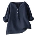 thumbnail image 1 of CHOK Chemise Tunique en Coton et Lin à Manches Longues pour Femmes Grande Taille, 1 of 2