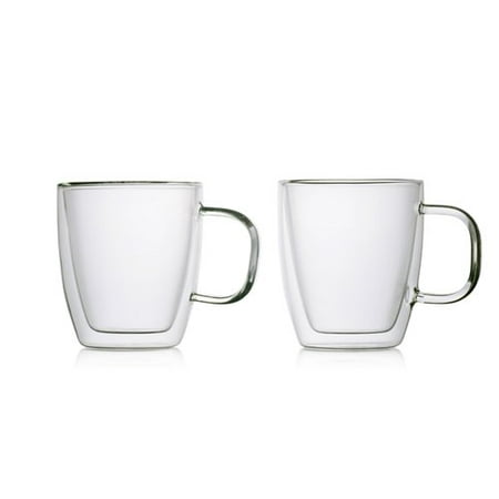 Epare Coffee Mugs - Clear Glass Double Wall Cup Set - Insulated Glassware - Best Large Coffee Espresso Latte Tea