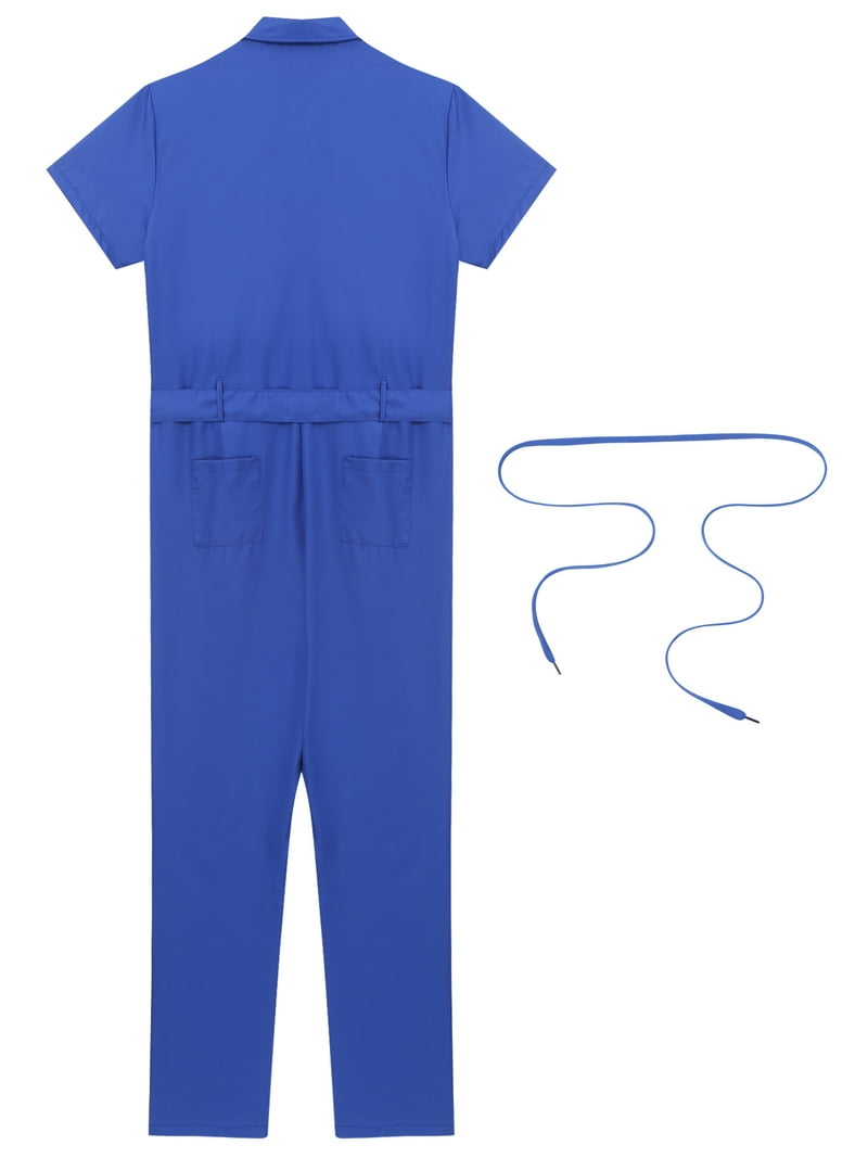 inhzoy Men's Short Sleeve Casual Coverall Mechanic Uniform