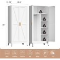 thumbnail image 3 of 71" Tall Metal Wardrobe Closet with Adjustable Shelves and Hanging Rod, 2 Doors Office Storage Locker Cabinet for Home, Office, Bedroom, Laundry Room, White, 3 of 6