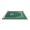 thumbnail image 2 of Ahgly Company Machine Washable Indoor Square Medallion Turquoise Blue Traditional Area Rugs, 5' Square, 2 of 4