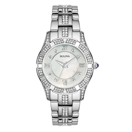 Crystal Stainless Steel Pocket Watch - Bulova Women's Stainless Steel Crystal Watch 96L116