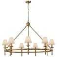 thumbnail image 2 of Antique Brass Classic Ring 47'' Chandelier 9-Light Large Pendant Fixture with White Shades for Elegant Interior Lighting, 2 of 11