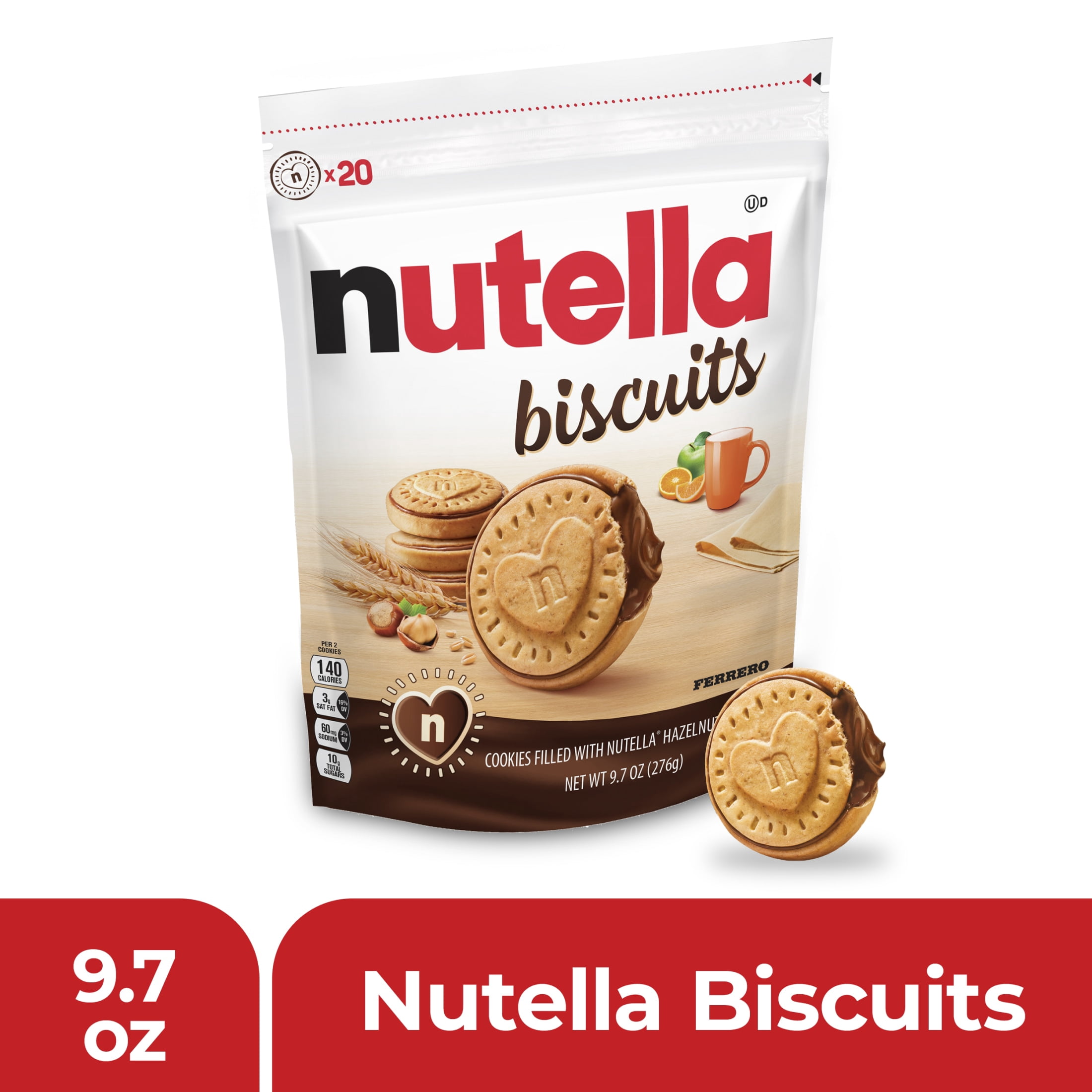 (3 pack) Nutella Biscuits Cookies Filled with Nutella Hazelnut Spread, Sweet Snack Pack, 9.7 oz