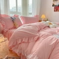 thumbnail image 6 of MOOWOO Chic Ruffle Lace Twin Duvet Cover Set Pink Bedding, Girl's 2 Piece with Zipper Soft & Light, 6 of 9