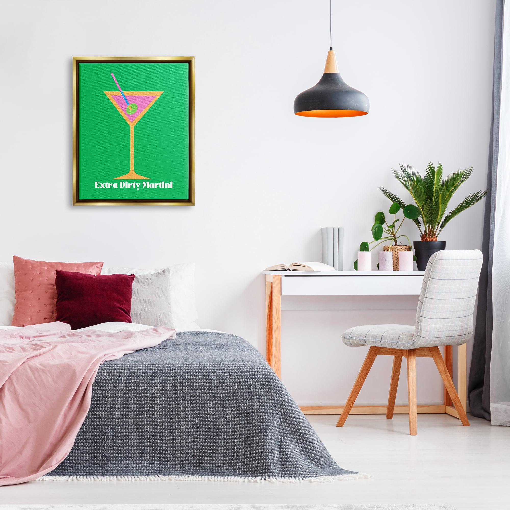 Stupell Industries Extra Dirty Martini on Green Food & Beverage Painting Gold Floater Framed Canvas Art Print Wall Art, 25 x 31