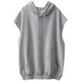 thumbnail image 5 of FINALGANG Women Simple Hoodie Solid Color Sleeveless Hooded Stylish Sweatshirt Plus Size Top With Pocket Skin Friendly Relaxed Fit Activewear, 5 of 9