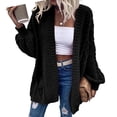 thumbnail image 2 of Women Oversized Cardigan Sweater Front Open Knitted Lantern Long Sleeve Thick Jacket, 2 of 6