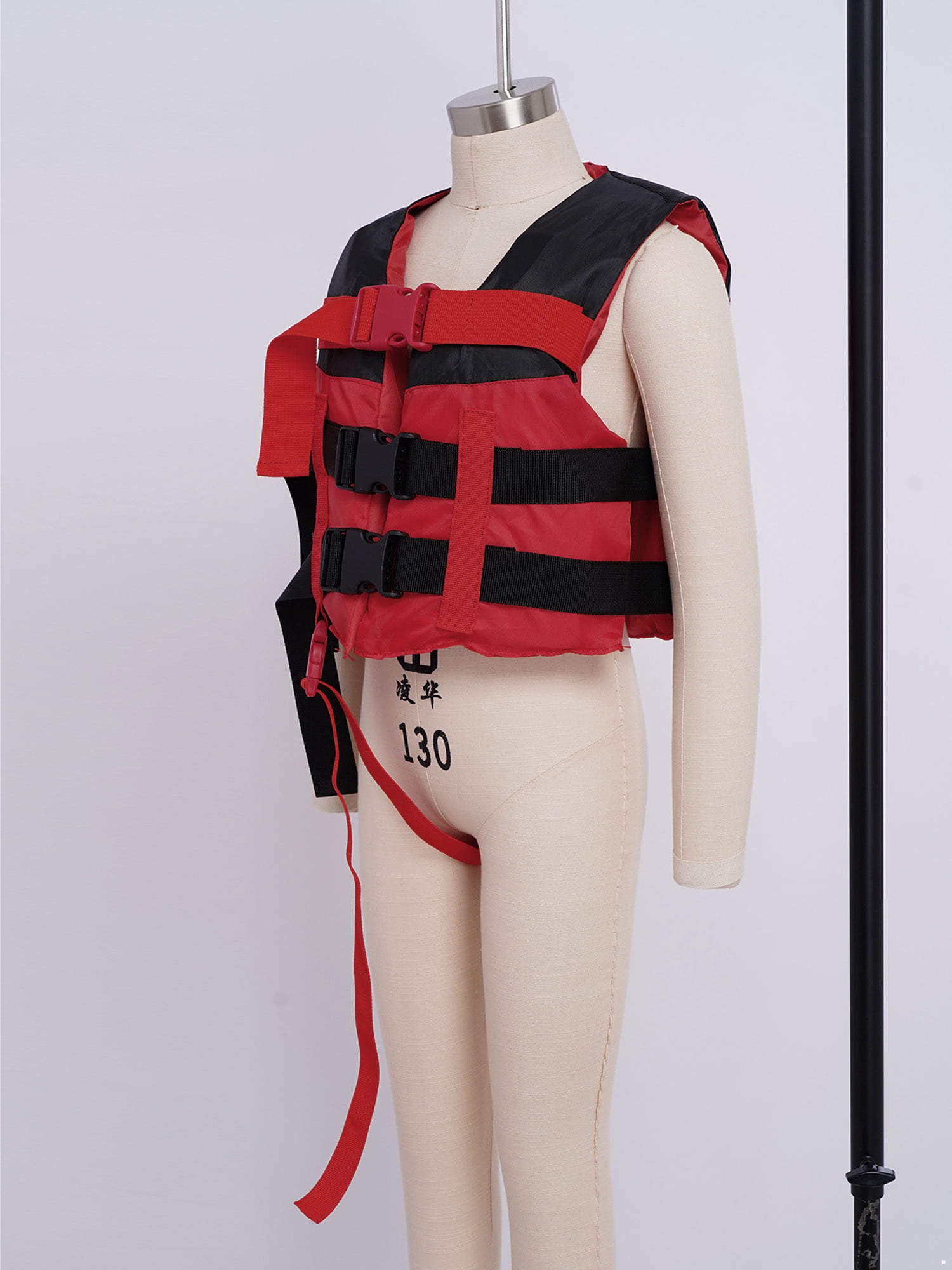 Haitryli Boys Girls Swim Life Vest Kids Color Block Buoyancy Jacket Fishing Snorkeling Water Sports Tops Black Red XXL