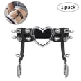 thumbnail image 4 of tredstone 1x Women Leather Double Strap Heart Garter Elastic Rivet Stud Leg Garter Belt, 4 of 6