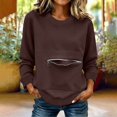 thumbnail image 2 of Otvok Zip‑Kangaroo‑Pocket Sweatshirt for Women, Crew Neck Long Sleeve Relaxed Pullover Tops, 2 of 7