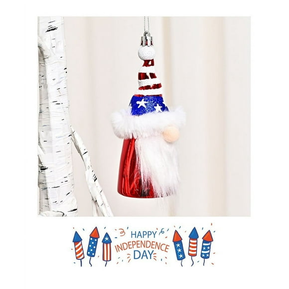 Special Offer! 2024 New US Independence Day Electroplated Faceless Doll Red Blue And White Flag Anniversary Tree Pendant Decoration