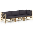 thumbnail image 1 of vidaXL 3 Piece Garden Lounge Set with Dark Grey Cushions Bamboo, 1 of 5