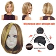 thumbnail image 4 of Women'S Short Blonde Wig Short Hair And Straight Hair Natural Synthetic Wig Dark Root Women'S Front Lace Deep Middle Part Cosplay,Gold Pullover Toupee, 4 of 8