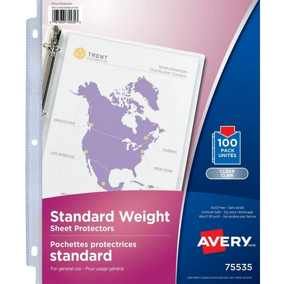 Avery Standard Weight Sheet Protectors, 8½" x 11", 100pk - 75535