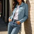 thumbnail image 6 of Byworldtasic Faux Suede Cropped Jacket for Women Distressed Jean Jackets Button Up Vintage Jacket Pockets, 6 of 9