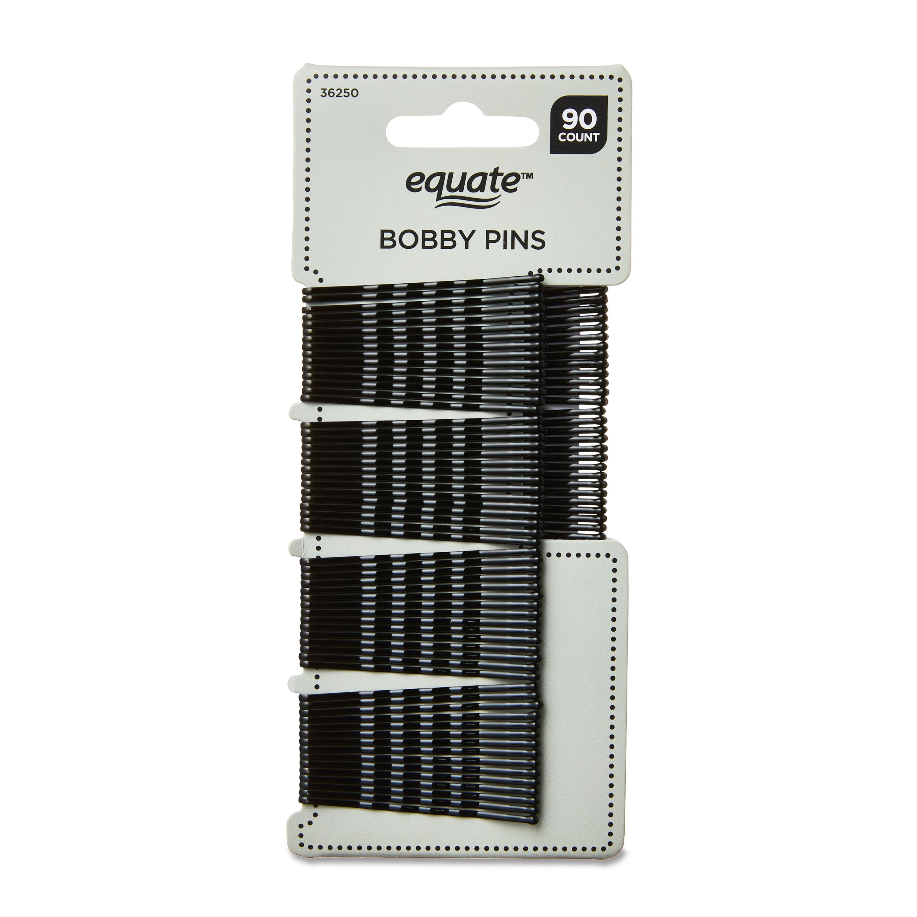 (4 pack) Equate Bobby Pins, Black, 90 Count