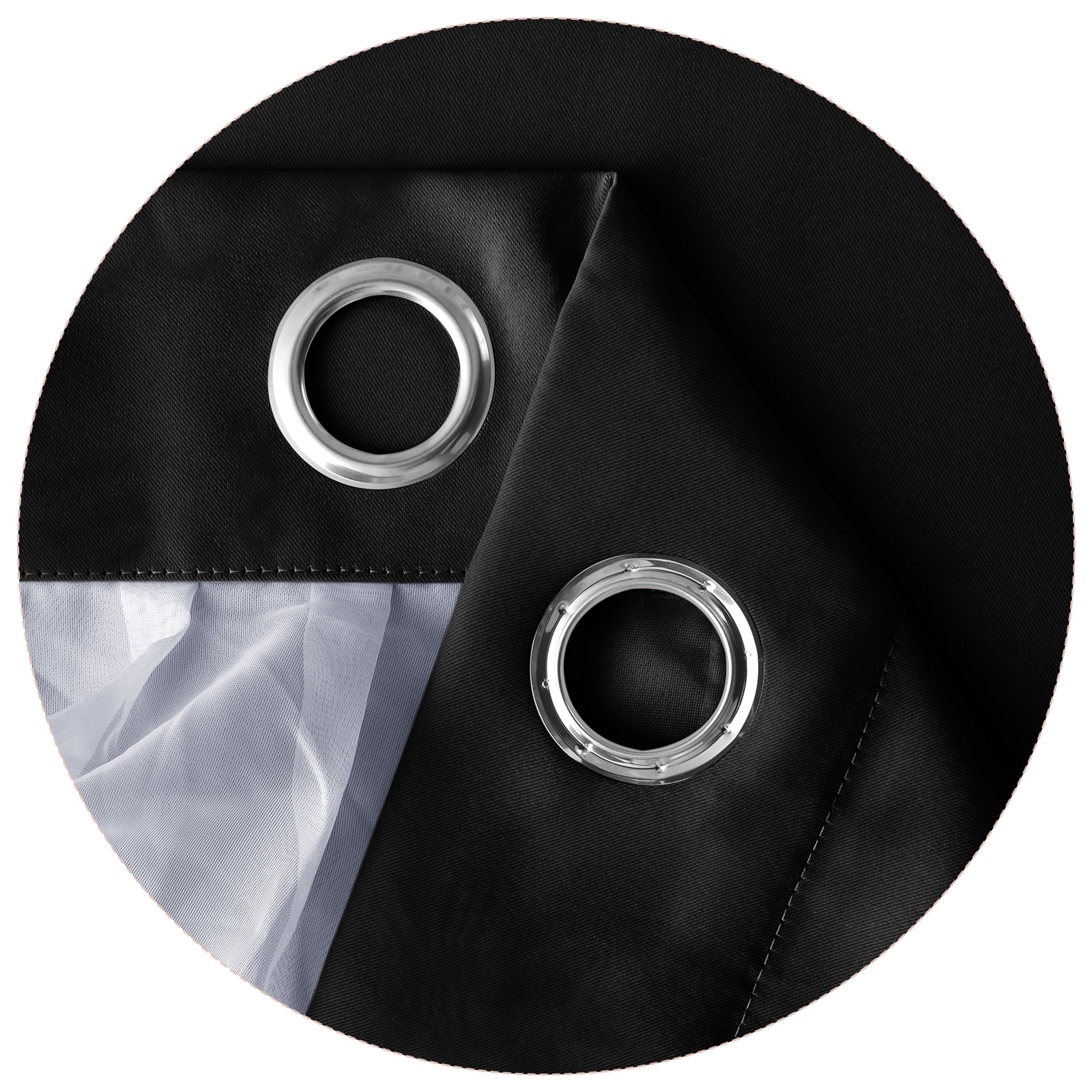 Hiasan Black Blackout Curtains with Sheer Overlay, Grommet Thermal Insulated Mix & Match Double Layer Window Curtains for Bedroom, Living Room, 2 Drape Panels Swen with Tiebacks, 42W X 84L