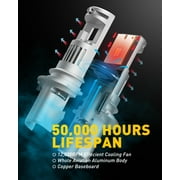 AUXITO 9007 LED Headlight Bulbs, 100W 20000LM, 600% Brighter, 6000K White, Wireless HB5 9007 LED Headlight Hi/Lo Conversion Kit, Pack of 2