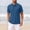 Dark Blue, variant on Josdec Men's Solid Color Short Sleeve Polo Shirt, Breathable Striped Trim Collar Casual Business Summer Top M-XXXXL