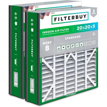 Filterbuy 20x20x5 MERV 8 Dust Defense, Pleated HVAC AC Furnace Air Filters for Trion Air Bear 255649-103 & More (2-Pack)
