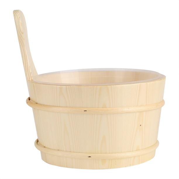 LYUMO Wood Water Bucket, Wooden Buckets,Bathroom Natural Wooden Bucket
