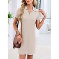 thumbnail image 5 of Women'S Solid Color Collared Loose Short-Sleeve T-Shirt Dress Color S, 5 of 10