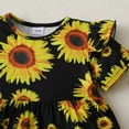 thumbnail image 4 of 4T Baby Girls Clothes Baby Girls 2PCS Outfits 4-5T Girls Sunflower Print Short Sleeve Tops Ripped Jeans Short Set Black, 4 of 9