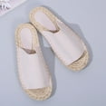 thumbnail image 5 of Anuirheih Slip on Sandals Women,Women Summer Casual Sewn Fisherman's Flat Bottomed Hand Woven Rope Bottom Slippers(Beige), 5 of 9