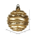 thumbnail image 2 of Vickerman 6" Gold Stripe Candy Finish Wave Ball Christmas Ornament with Glitter Accents, 2 of 2