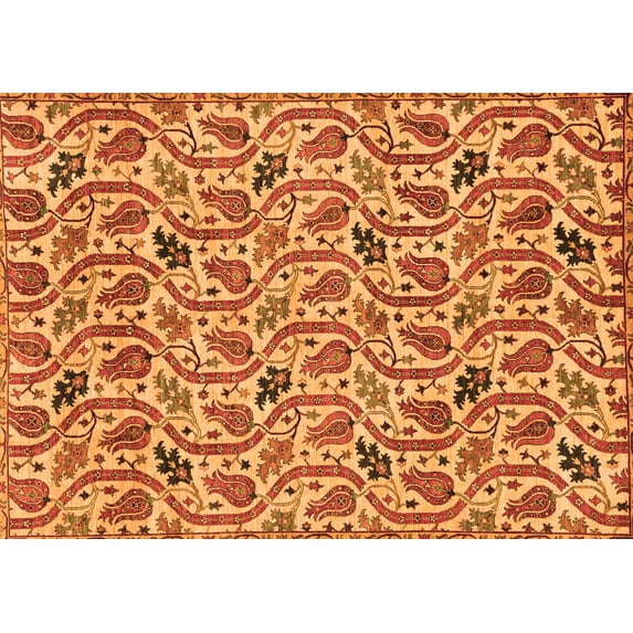 Ahgly Company Indoor Rectangle Abstract Orange Modern Area Rugs, 6' x 9'