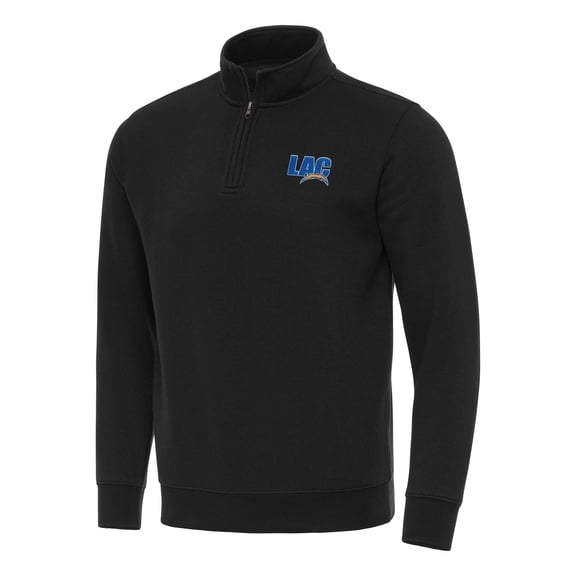 Men's Antigua  Black Los Angeles Chargers Victory Quarter-Zip Sweatshirt