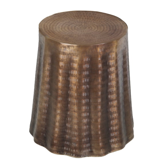 Liora 19" Side End Table - Handcrafted Aluminum - Hammered Round Design