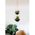 thumbnail image 5 of Decorative Indoor Outdoor Hanging Planter with 2 Pots and Jute Rope and Metal Hanger for Hallway Balcony Patio Deck Home Decor in Black Color for Live & Feaux Plants - Set of 4, 5 of 7