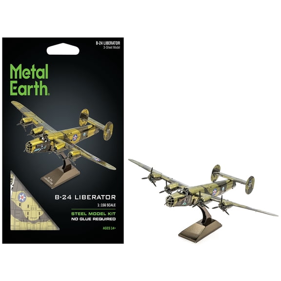 Model kit Consolidated B-24 Liberator Bomber Aircraft "Diamond Lil" United States Army Air Forces Steel Model by Metal Earth