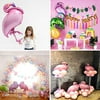 Pink Flamingo Hawaiian Party Balloons Tropical Arch Garland Kit Luau Jungle Party Supplies Palm Leaves Strip Confetti Latex Balloon for Luau Jungle Decoration