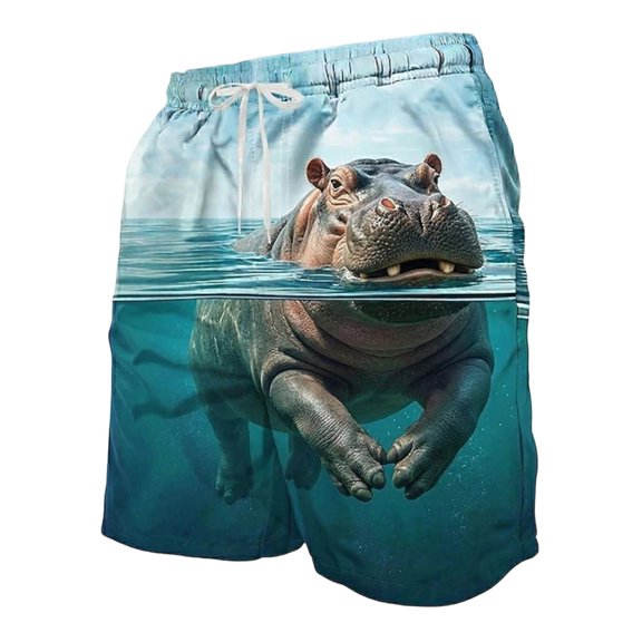 XFeng Men's 2 in 1 Swim Trunks, Print Board Shorts with Compression Liner, Quick Dry Beach Swim Shorts with Pockets