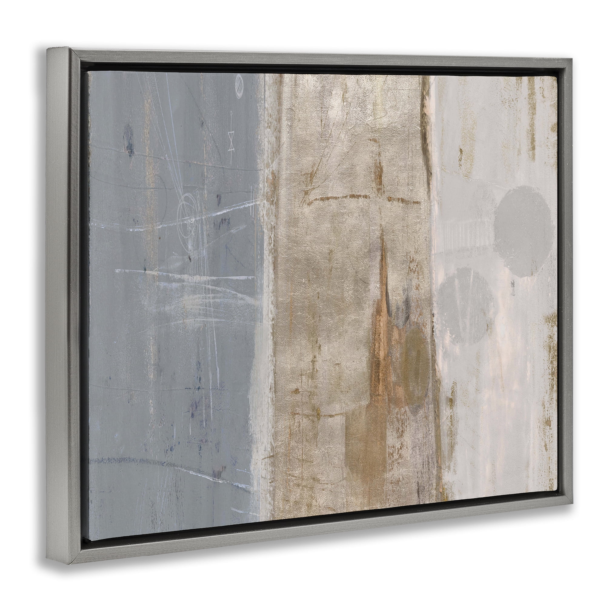 Stupell Industries Tunnel Vision Abstraction Abstract Painting Gray Floater Framed Canvas Art Print Wall Art, 21 x 17