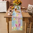 thumbnail image 2 of Colorful Easter Table Runner 48 Inches, Spring Watercolor Bunny Egg Flower Wood Grain Bed Runner Dresser Scarves Tabletop for Indoor Outdoor Parties/Ceremony/Banquet, 13" x 48", 2 of 8