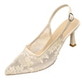 thumbnail image 2 of Aobny Closed Pointed Toe Ladies Shoes Wingtips Teacher Shoes Stiletto High Heels Shoe Beige Pointy Toe Ankle Strap Soft Toe Summer Shoes,Size 42, 2 of 8