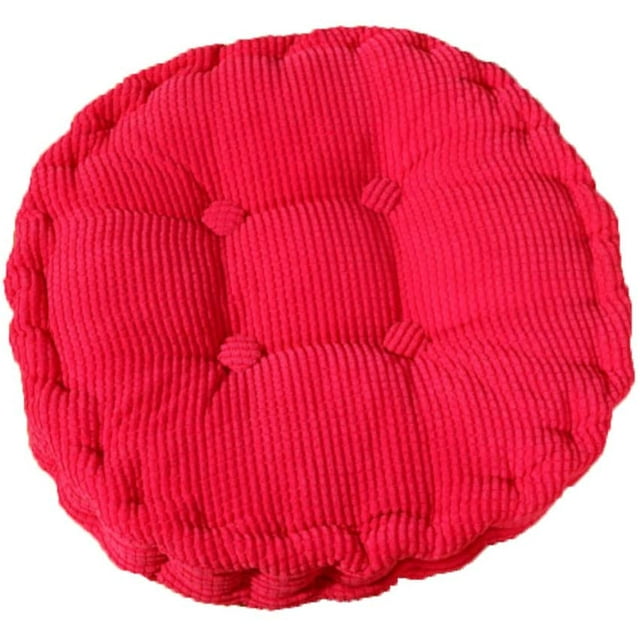 Cojín de silla, relleno grueso, acolchado, redondo, para comedor interior y exterior, cojín redondo, color rojo rosa
