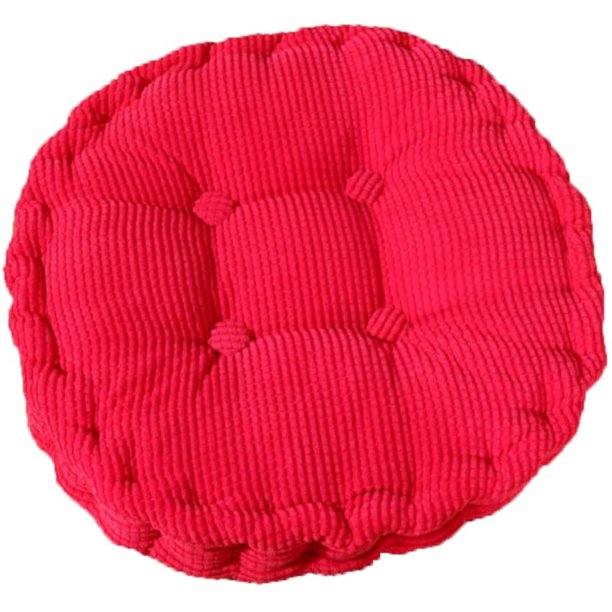 Cojín de silla, relleno grueso, acolchado, redondo, para comedor interior y exterior, cojín redondo, color rojo rosa