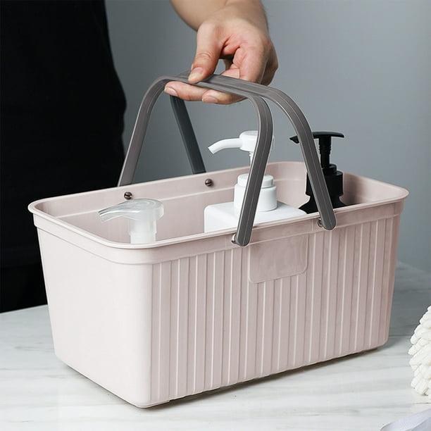 Cesta portátil para artículos de tocador, organizador de plástico para baño con orificios de drenaje para la ducha y organización de cosméticos, asas antideslizantes para facilitar su