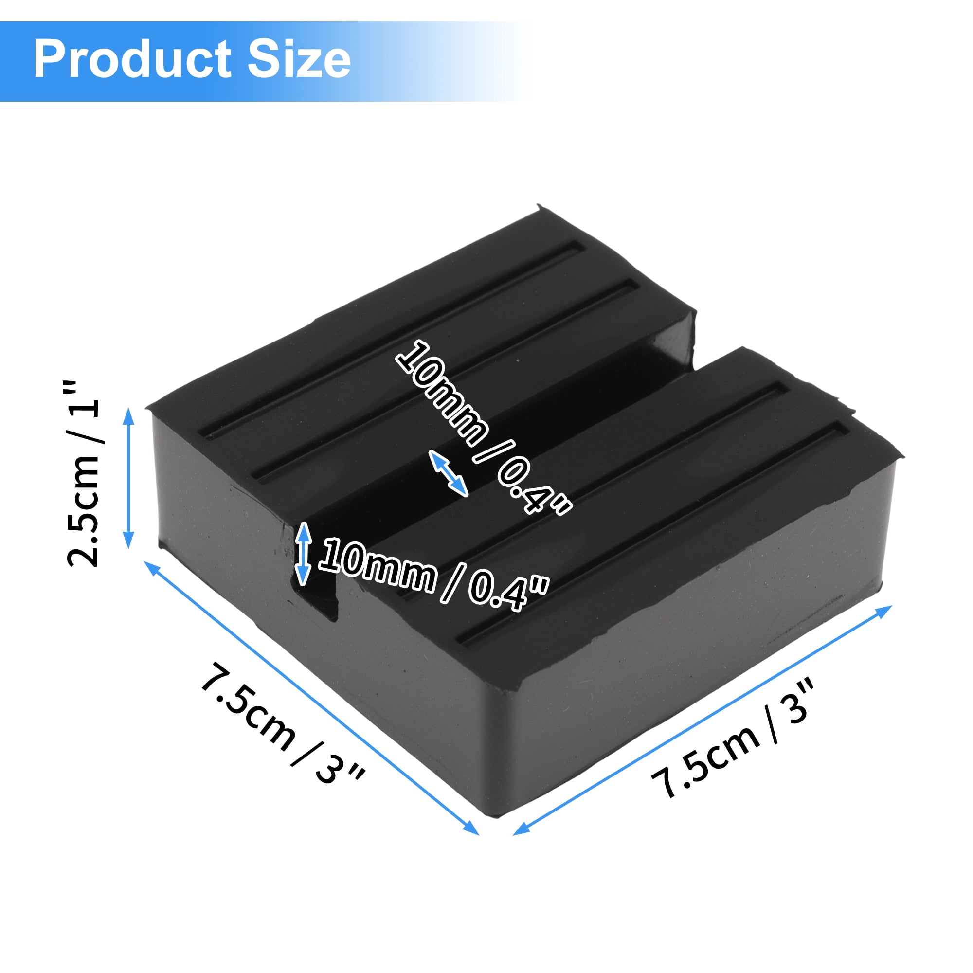 Unique Bargains Car Jack Pads Universal Heavy Duty Rubber Floor Jack Pad 4-5Ton Adapter 3″L x 3″W x 1″H Anti-Slip Protect Frame Jack Stand Pads for Vehicle Black 4pcs
