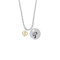 thumbnail image 2 of Delight Jewelry Goldtone Mini Heart Peace Sign Silvertone Script Initial Disc - P - Charm Necklace, 20"+3", 2 of 4