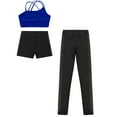 thumbnail image 3 of iiniim Kids Girls Sport Clothes Set Vest + Shorts + Leggings Sport Outfit Training Yoga Tennis Set Royal Blue 12, 3 of 5