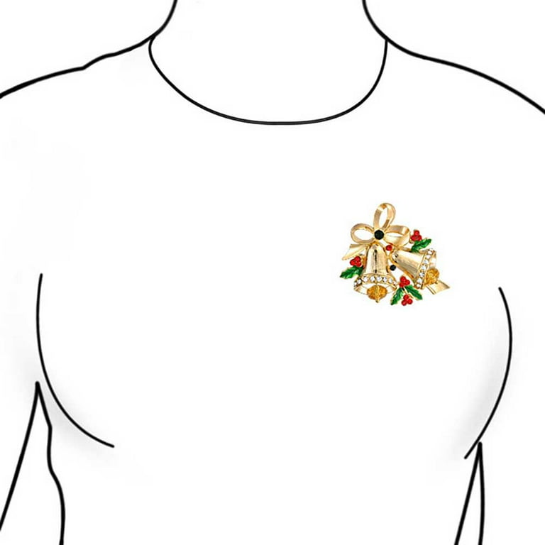 Holiday Jingle Bell Fashion Pin gold Tone with Crystals Holiday Jingle Bell Fashion Pin gold Tone with Crystals