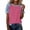 Pink, variant on Casual Plus Size Womens Top Colorblock Crewneck Tunic Short Sleeve Raglan Denim Shirt Green,Size 3XL